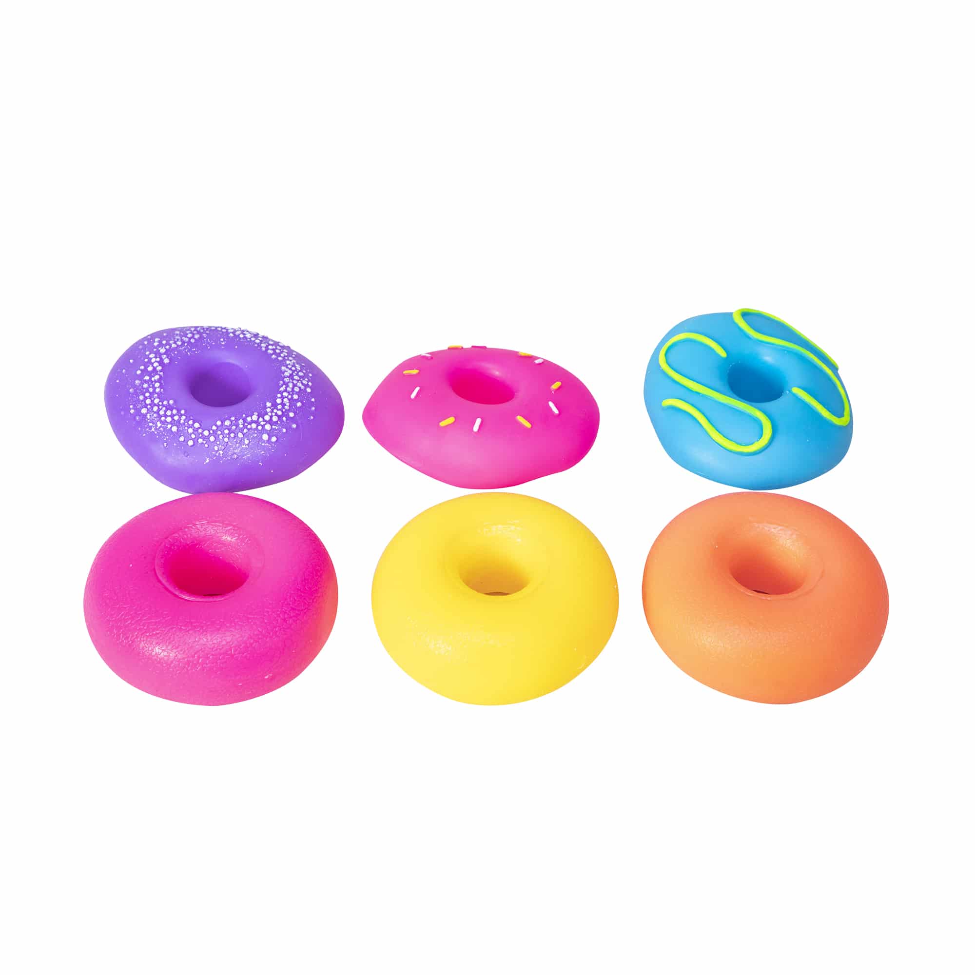 NeeDoh Dohnuts Group - Pink and Purple, Yellow and Pink, Orange and Blue with Removable Frosting Pieces